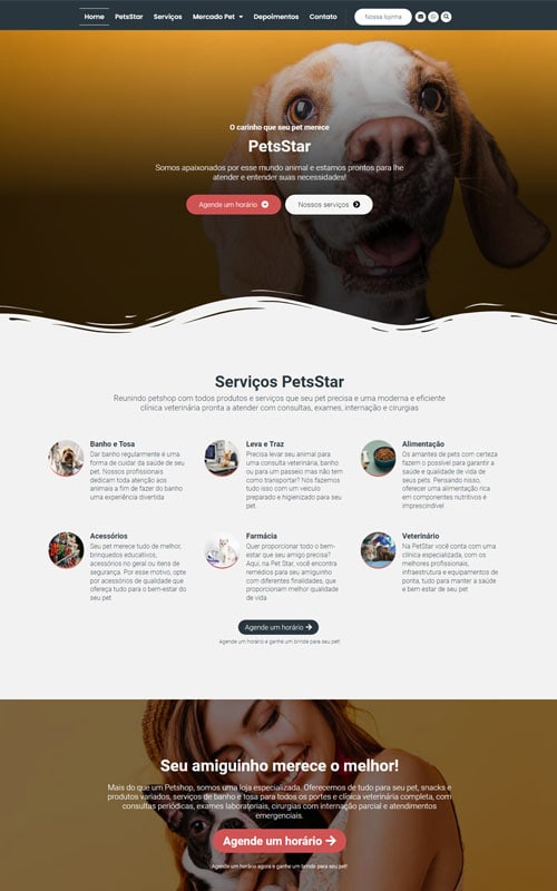 Modelo de Site para PetShop ou Veterinário